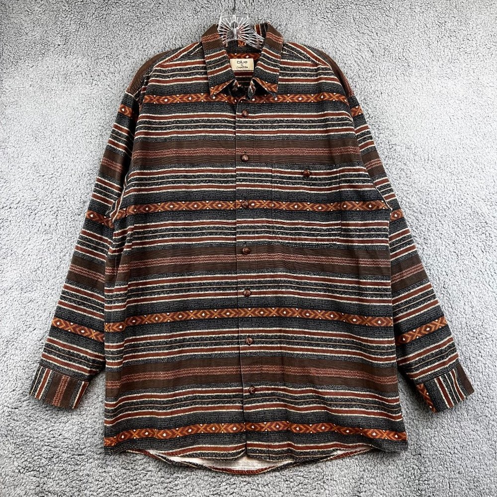 Vintage CASA MODA Mens  Shirt‎ Size 42 Large Brown Flannel